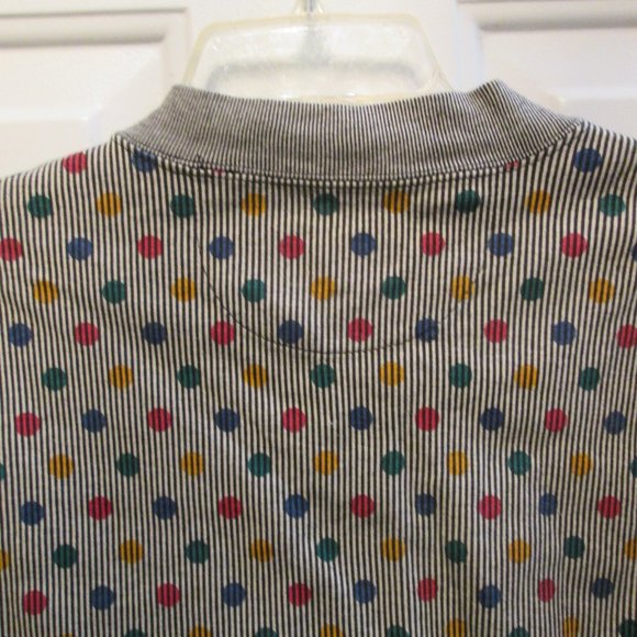 Vtg ESPRIT gray POLKA DOTS long sleeves shirt M - Picture 10 of 15